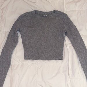 Aritzia Azure Skies Grey Ribbed Crop Top
